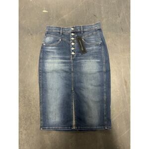 Veronica Beard Herron Denim Midi Skirt Astro Women's Size 12 Preppy Jean NWT